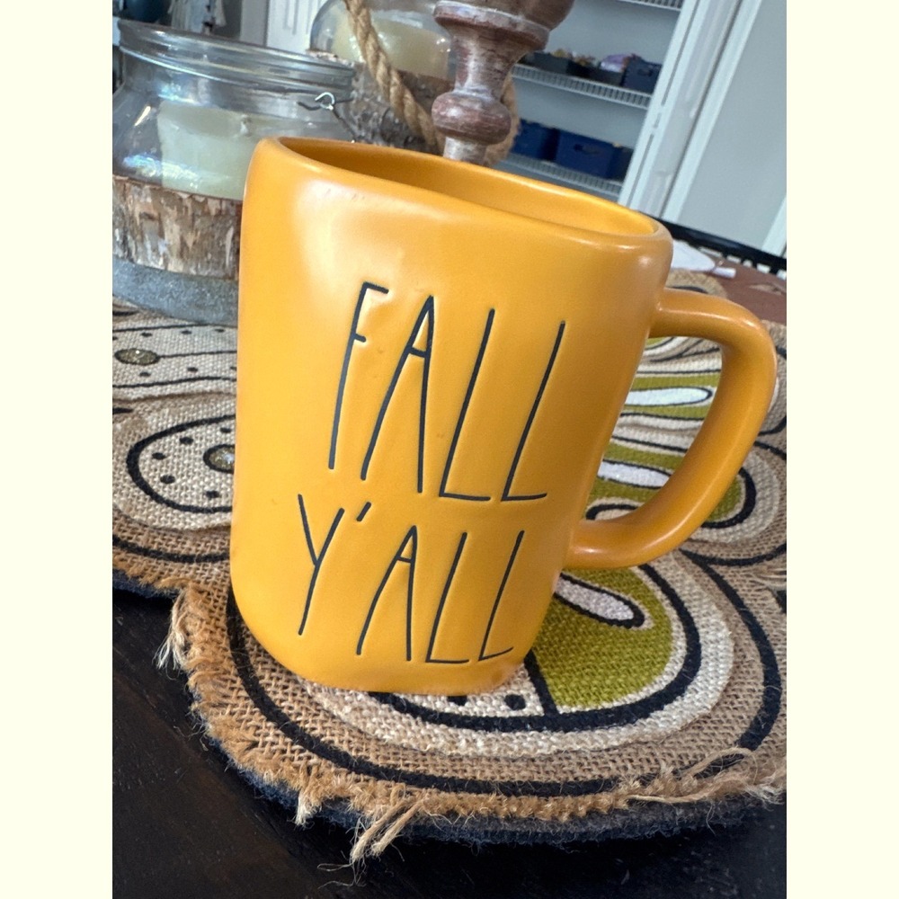 RAE DUNN Holiday Fall Y'All MUG - Light Orange Ceramic NWOT‎